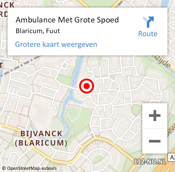 Locatie op kaart van de 112 melding: Ambulance Met Grote Spoed Naar Blaricum, Fuut op 24 december 2014 17:34