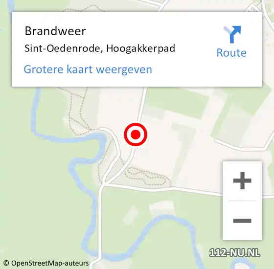 Locatie op kaart van de 112 melding: Brandweer Sint-Oedenrode, Hoogakkerpad op 24 december 2014 17:35