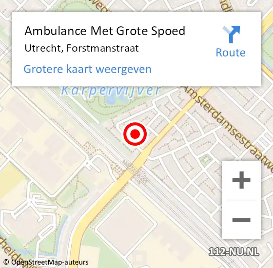 Locatie op kaart van de 112 melding: Ambulance Met Grote Spoed Naar Utrecht, Forstmanstraat op 24 december 2014 17:42
