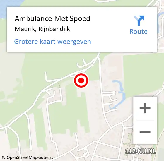 Locatie op kaart van de 112 melding: Ambulance Met Spoed Naar Maurik, Rijnbandijk op 24 december 2014 17:51