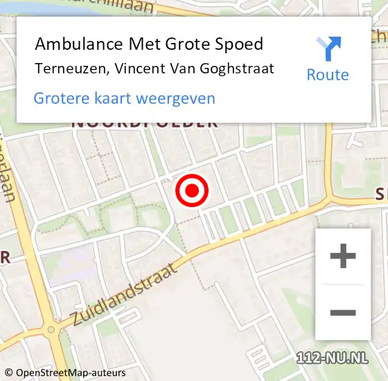 Locatie op kaart van de 112 melding: Ambulance Met Grote Spoed Naar Terneuzen, Vincent Van Goghstraat op 24 december 2014 18:26