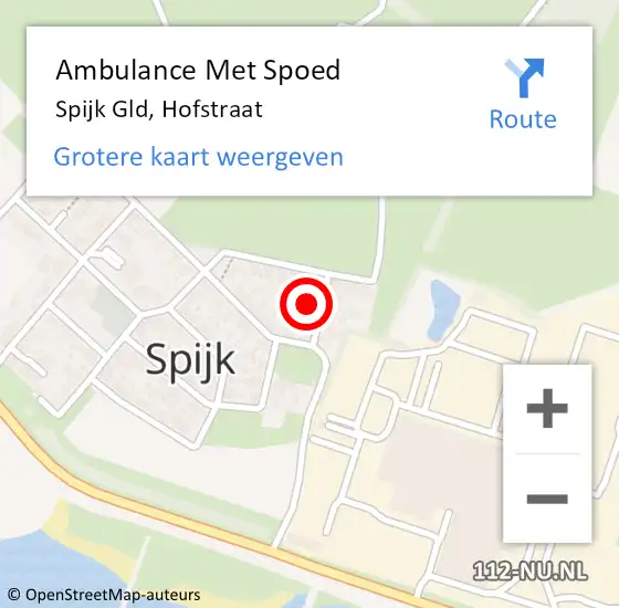 Locatie op kaart van de 112 melding: Ambulance Met Spoed Naar Spijk Gld, Hofstraat op 24 december 2014 18:32