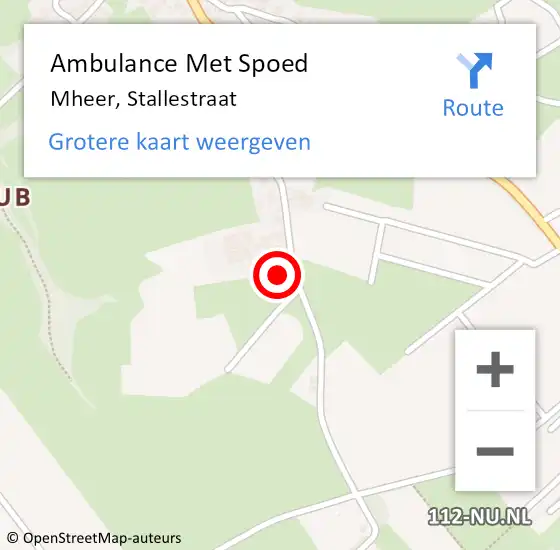 Locatie op kaart van de 112 melding: Ambulance Met Spoed Naar Mheer, Stallestraat op 24 december 2014 20:07
