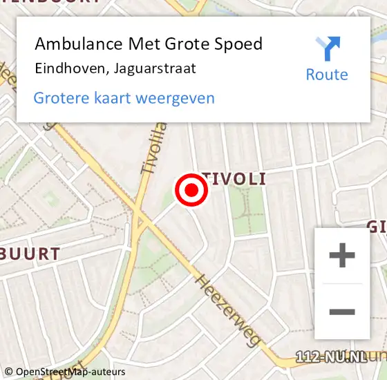 Locatie op kaart van de 112 melding: Ambulance Met Grote Spoed Naar Eindhoven, Jaguarstraat op 24 december 2014 20:50