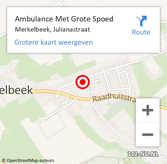 Locatie op kaart van de 112 melding: Ambulance Met Grote Spoed Naar Merkelbeek, Julianastraat op 24 december 2014 21:35