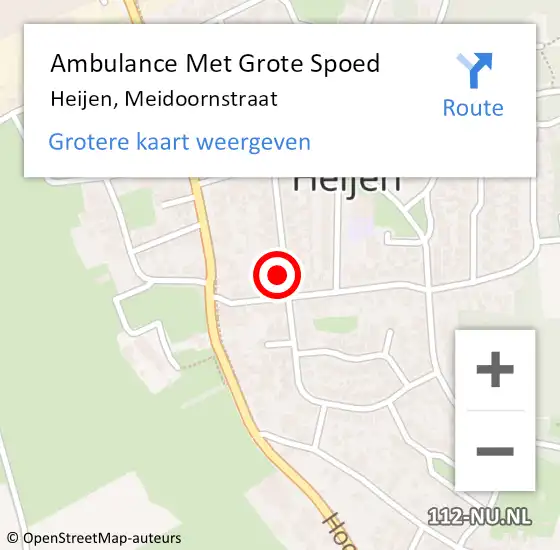 Locatie op kaart van de 112 melding: Ambulance Met Grote Spoed Naar Heijen, Meidoornstraat op 24 december 2014 21:47