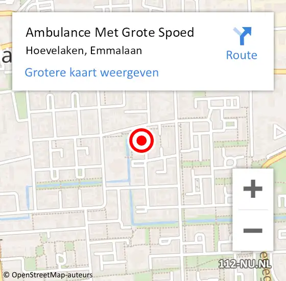 Locatie op kaart van de 112 melding: Ambulance Met Grote Spoed Naar Hoevelaken, Emmalaan op 24 december 2014 21:47