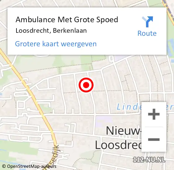 Locatie op kaart van de 112 melding: Ambulance Met Grote Spoed Naar Loosdrecht, Berkenlaan op 24 december 2014 21:49