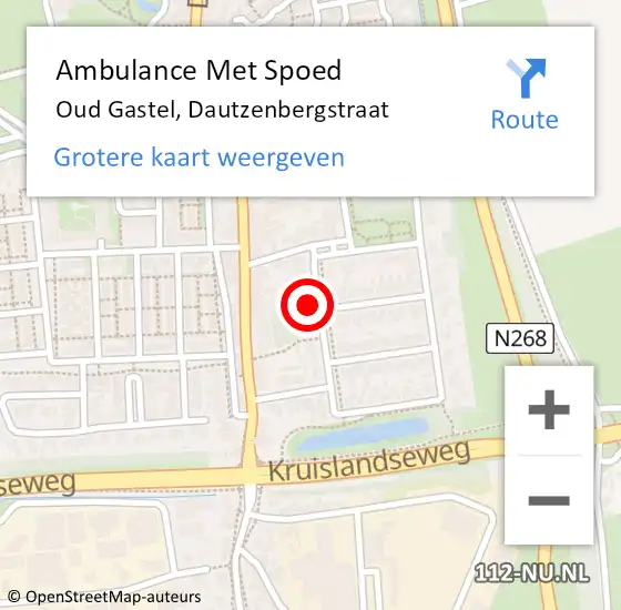 Locatie op kaart van de 112 melding: Ambulance Met Spoed Naar Oud Gastel, Dautzenbergstraat op 24 december 2014 21:54