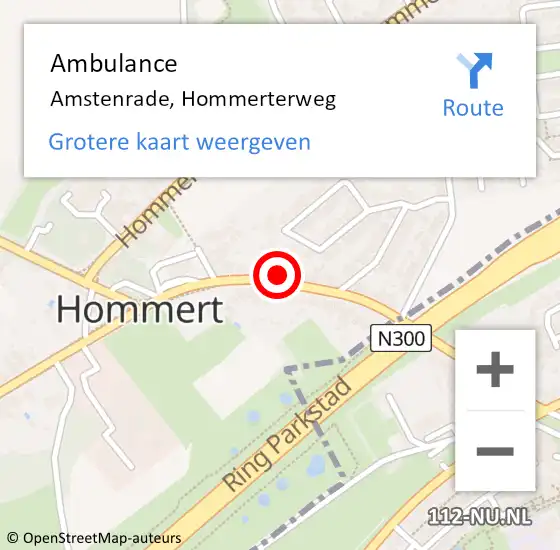 Locatie op kaart van de 112 melding: Ambulance Amstenrade, Hommerterweg op 24 december 2014 21:55