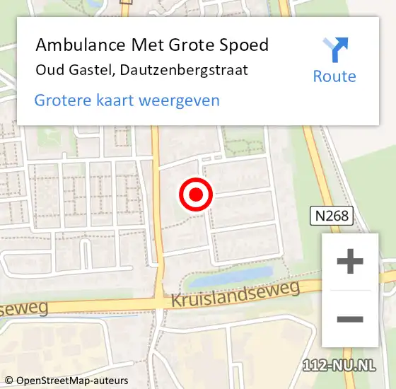 Locatie op kaart van de 112 melding: Ambulance Met Grote Spoed Naar Oud Gastel, Dautzenbergstraat op 24 december 2014 21:56