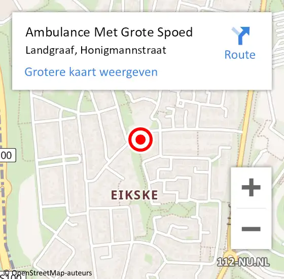 Locatie op kaart van de 112 melding: Ambulance Met Grote Spoed Naar Landgraaf, Honigmannstraat op 24 december 2014 22:23