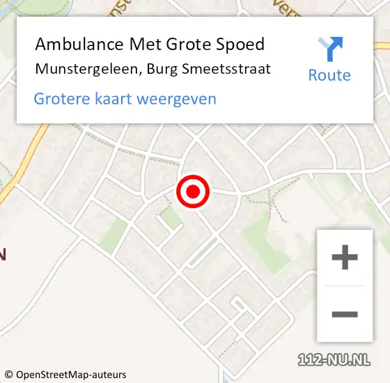 Locatie op kaart van de 112 melding: Ambulance Met Grote Spoed Naar Munstergeleen, Burg Smeetsstraat op 24 december 2014 22:40