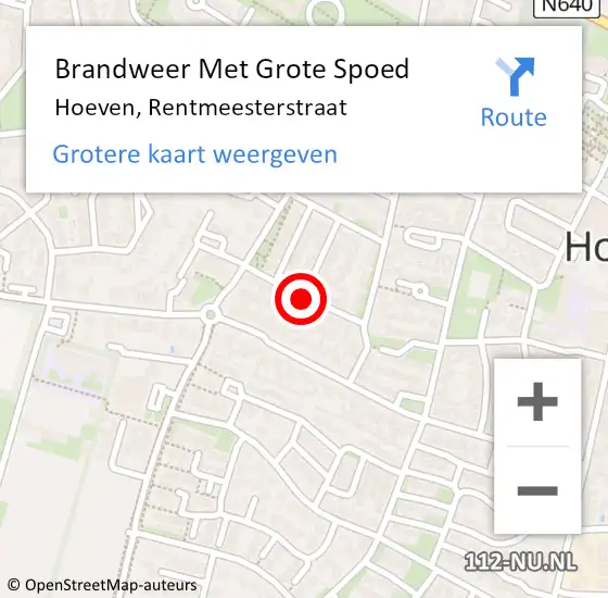 Locatie op kaart van de 112 melding: Brandweer Met Grote Spoed Naar Hoeven, Rentmeesterstraat op 24 december 2014 22:41