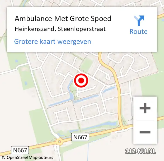 Locatie op kaart van de 112 melding: Ambulance Met Grote Spoed Naar Heinkenszand, Steenloperstraat op 24 december 2014 23:07