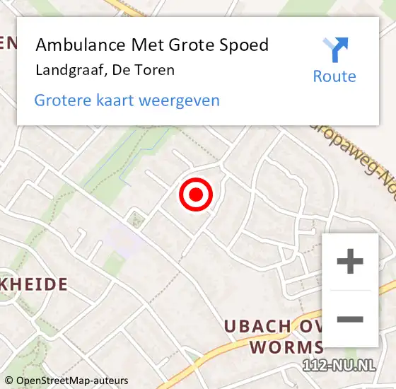 Locatie op kaart van de 112 melding: Ambulance Met Grote Spoed Naar Landgraaf, De Toren op 24 december 2014 23:09