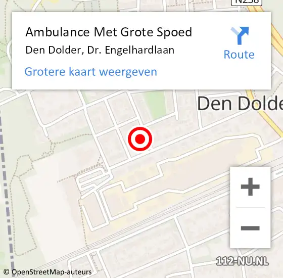 Locatie op kaart van de 112 melding: Ambulance Met Grote Spoed Naar Den Dolder, Dr. Engelhardlaan op 24 december 2014 23:15