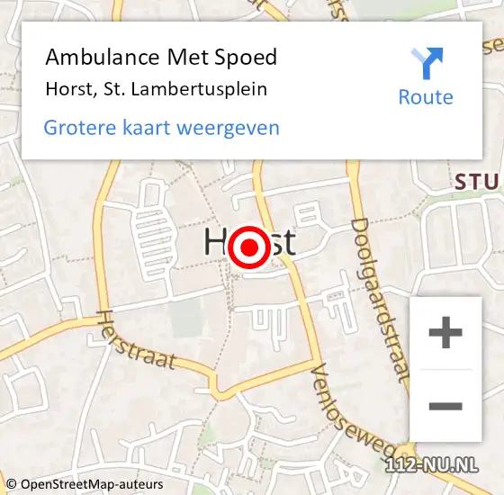 Locatie op kaart van de 112 melding: Ambulance Met Spoed Naar Horst, St. Lambertusplein op 24 december 2014 23:15