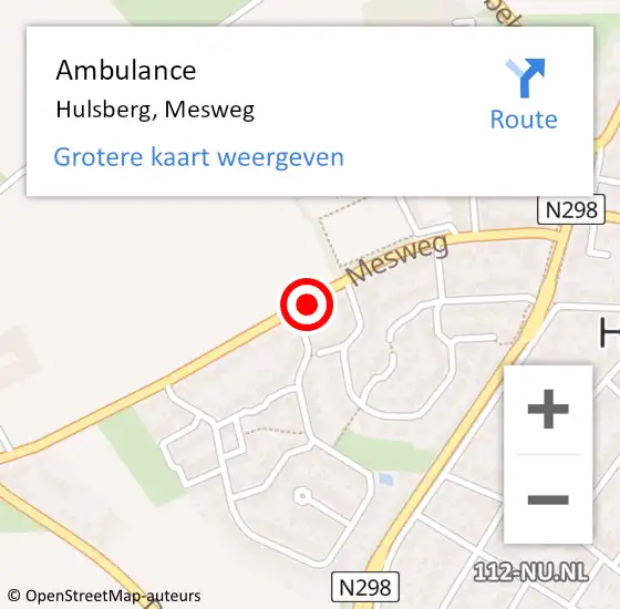 Locatie op kaart van de 112 melding: Ambulance Hulsberg, Mesweg op 24 december 2014 23:26