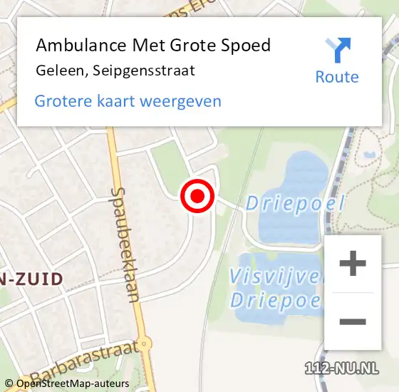 Locatie op kaart van de 112 melding: Ambulance Met Grote Spoed Naar Geleen, Seipgensstraat op 24 december 2014 23:31