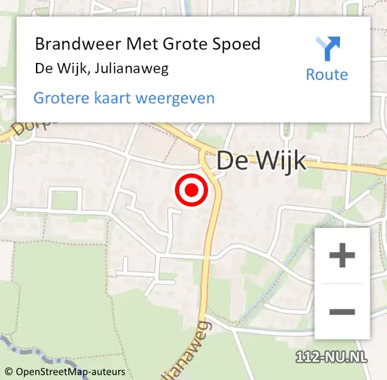 Locatie op kaart van de 112 melding: Brandweer Met Grote Spoed Naar De Wijk, Julianaweg op 24 december 2014 23:47