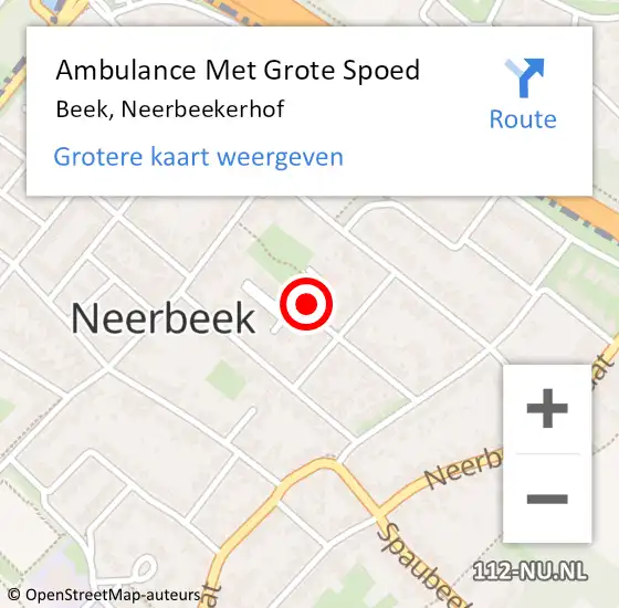 Locatie op kaart van de 112 melding: Ambulance Met Grote Spoed Naar Beek, Neerbeekerhof op 25 december 2014 00:08