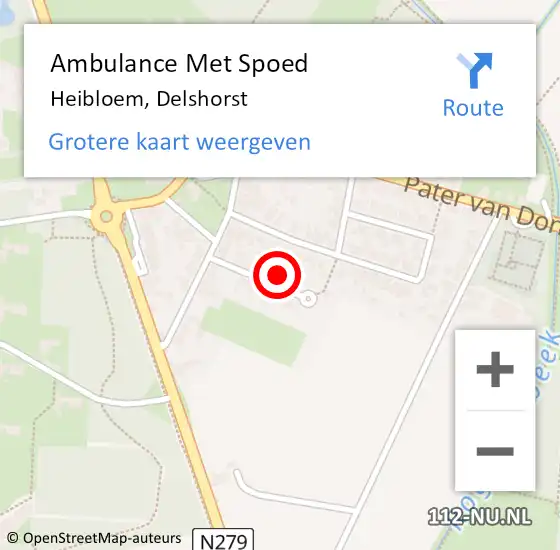 Locatie op kaart van de 112 melding: Ambulance Met Spoed Naar Heibloem, Delshorst op 25 december 2014 00:25