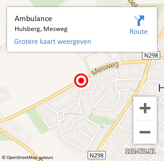 Locatie op kaart van de 112 melding: Ambulance Hulsberg, Mesweg op 25 december 2014 00:32