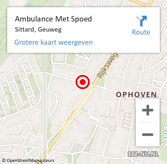 Locatie op kaart van de 112 melding: Ambulance Met Spoed Naar Sittard, Geuweg op 25 december 2014 00:51