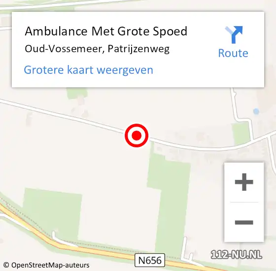 Locatie op kaart van de 112 melding: Ambulance Met Grote Spoed Naar Oud-Vossemeer, Patrijzenweg op 25 december 2014 01:06