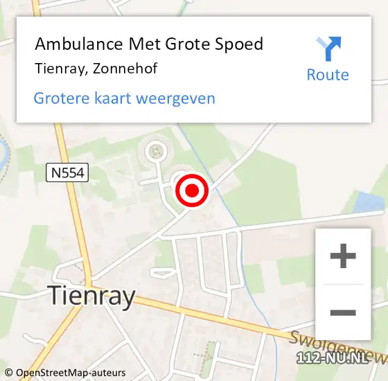 Locatie op kaart van de 112 melding: Ambulance Met Grote Spoed Naar Tienray, Zonnehof op 25 december 2014 01:15