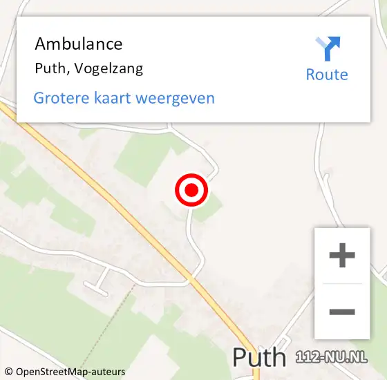 Locatie op kaart van de 112 melding: Ambulance Puth, Vogelzang op 10 september 2013 17:28