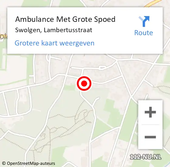 Locatie op kaart van de 112 melding: Ambulance Met Grote Spoed Naar Swolgen, Lambertusstraat op 25 december 2014 01:43