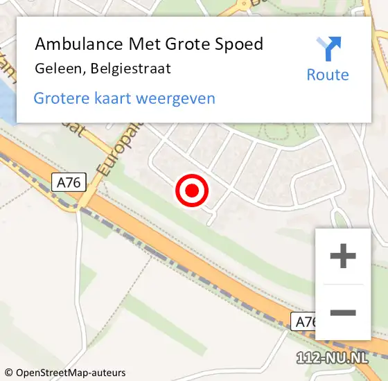 Locatie op kaart van de 112 melding: Ambulance Met Grote Spoed Naar Geleen, Belgiestraat op 25 december 2014 02:05