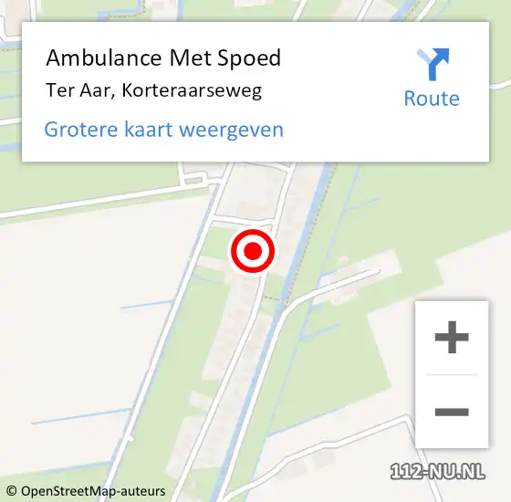 Locatie op kaart van de 112 melding: Ambulance Met Spoed Naar Ter Aar, Korteraarseweg op 25 december 2014 02:09