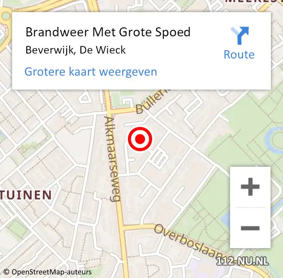 Locatie op kaart van de 112 melding: Brandweer Met Grote Spoed Naar Beverwijk, De Wieck op 25 december 2014 02:40