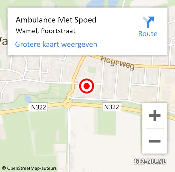 Locatie op kaart van de 112 melding: Ambulance Met Spoed Naar Wamel, Poortstraat op 25 december 2014 03:12