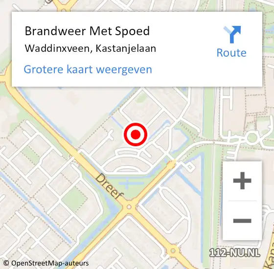 Locatie op kaart van de 112 melding: Brandweer Met Spoed Naar Waddinxveen, Kastanjelaan op 25 december 2014 03:14