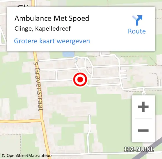 Locatie op kaart van de 112 melding: Ambulance Met Spoed Naar Clinge, Kapelledreef op 25 december 2014 04:13