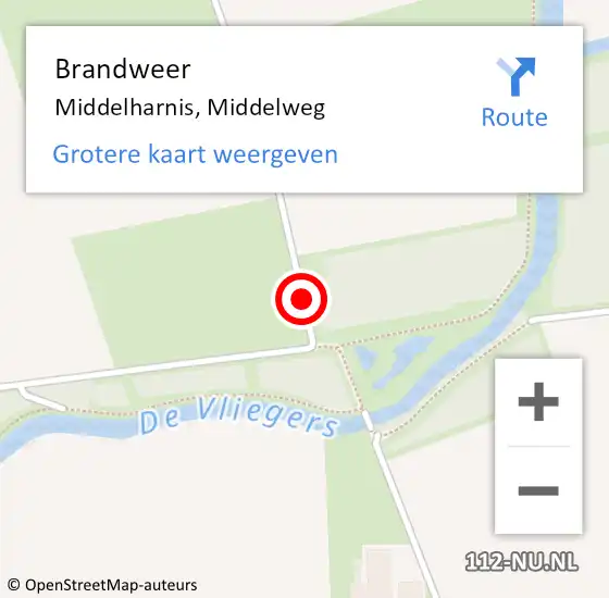 Locatie op kaart van de 112 melding: Brandweer Middelharnis, Middelweg op 25 december 2014 04:24