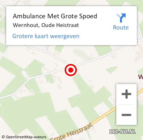 Locatie op kaart van de 112 melding: Ambulance Met Grote Spoed Naar Wernhout, Oude Heistraat op 25 december 2014 05:39