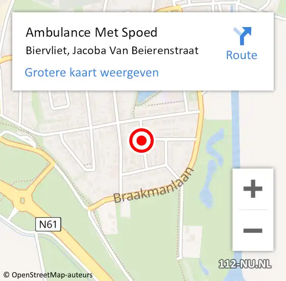 Locatie op kaart van de 112 melding: Ambulance Met Spoed Naar Biervliet, Jacoba Van Beierenstraat op 25 december 2014 05:41