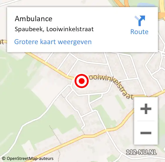 Locatie op kaart van de 112 melding: Ambulance Spaubeek, Looiwinkelstraat op 25 december 2014 09:19