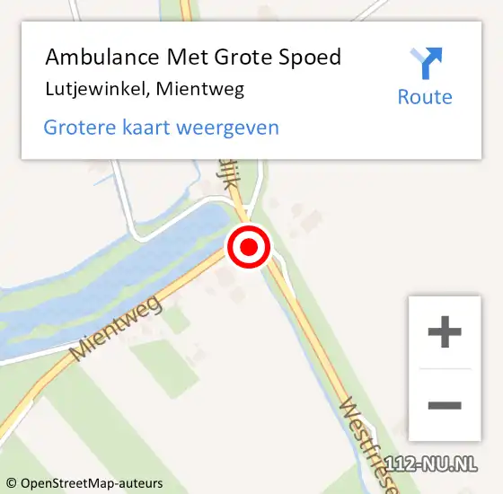 Locatie op kaart van de 112 melding: Ambulance Met Grote Spoed Naar Lutjewinkel, Mientweg op 25 december 2014 10:00