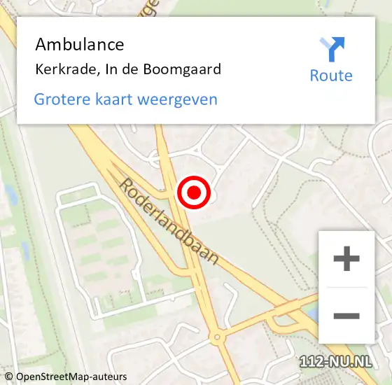 Locatie op kaart van de 112 melding: Ambulance Kerkrade, In de Boomgaard op 25 december 2014 10:03