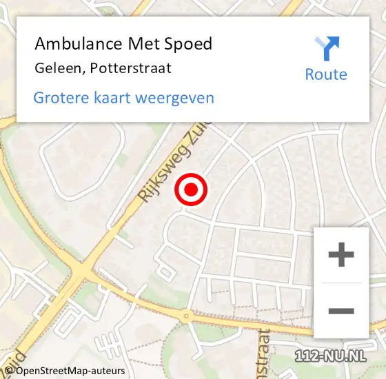 Locatie op kaart van de 112 melding: Ambulance Met Spoed Naar Geleen, Potterstraat op 25 december 2014 10:08