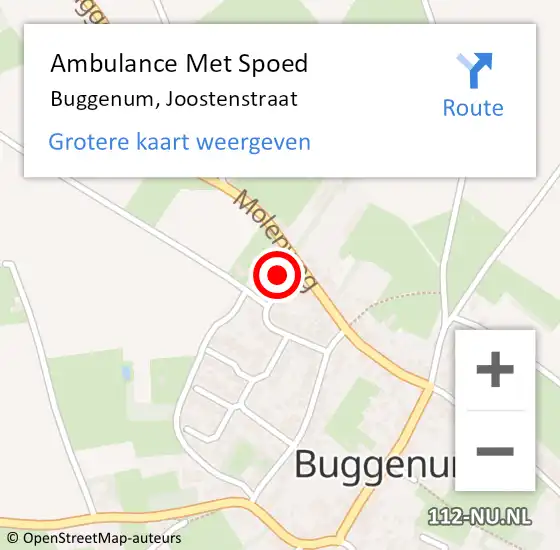 Locatie op kaart van de 112 melding: Ambulance Met Spoed Naar Buggenum, Joostenstraat op 25 december 2014 10:26
