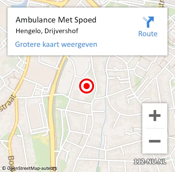 Locatie op kaart van de 112 melding: Ambulance Met Spoed Naar Hengelo, Drijvershof op 25 december 2014 10:49