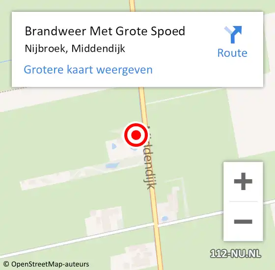 Locatie op kaart van de 112 melding: Brandweer Met Grote Spoed Naar Nijbroek, Middendijk op 25 oktober 2013 13:21