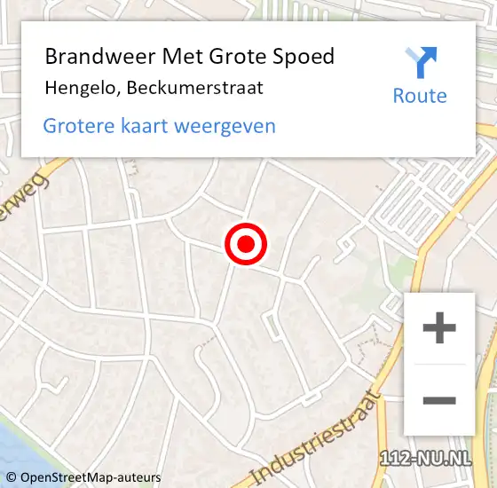 Locatie op kaart van de 112 melding: Brandweer Met Grote Spoed Naar Hengelo, Beckumerstraat op 25 december 2014 13:19